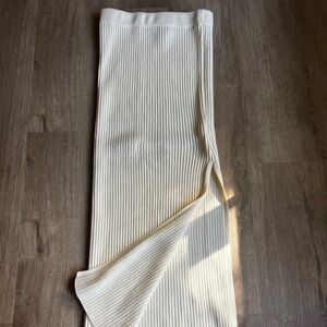 Princess Polly Cream Ribbed Midi Skirt